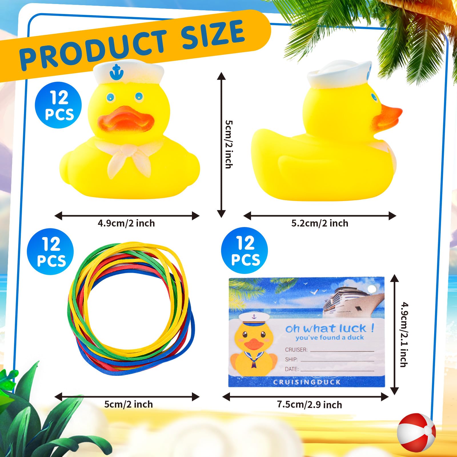 H1vojoxo Cruise Duck Tags Kits - 100PCS Rubber Ducks For Cruise Ships...