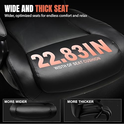 Miniatura 4 de COMHOMA Silla de oficina grande y alta de 650 libras, silla de oficina ergonómica de 6 engranajes, reposacabezas ajustable, mecedoras giratorias,