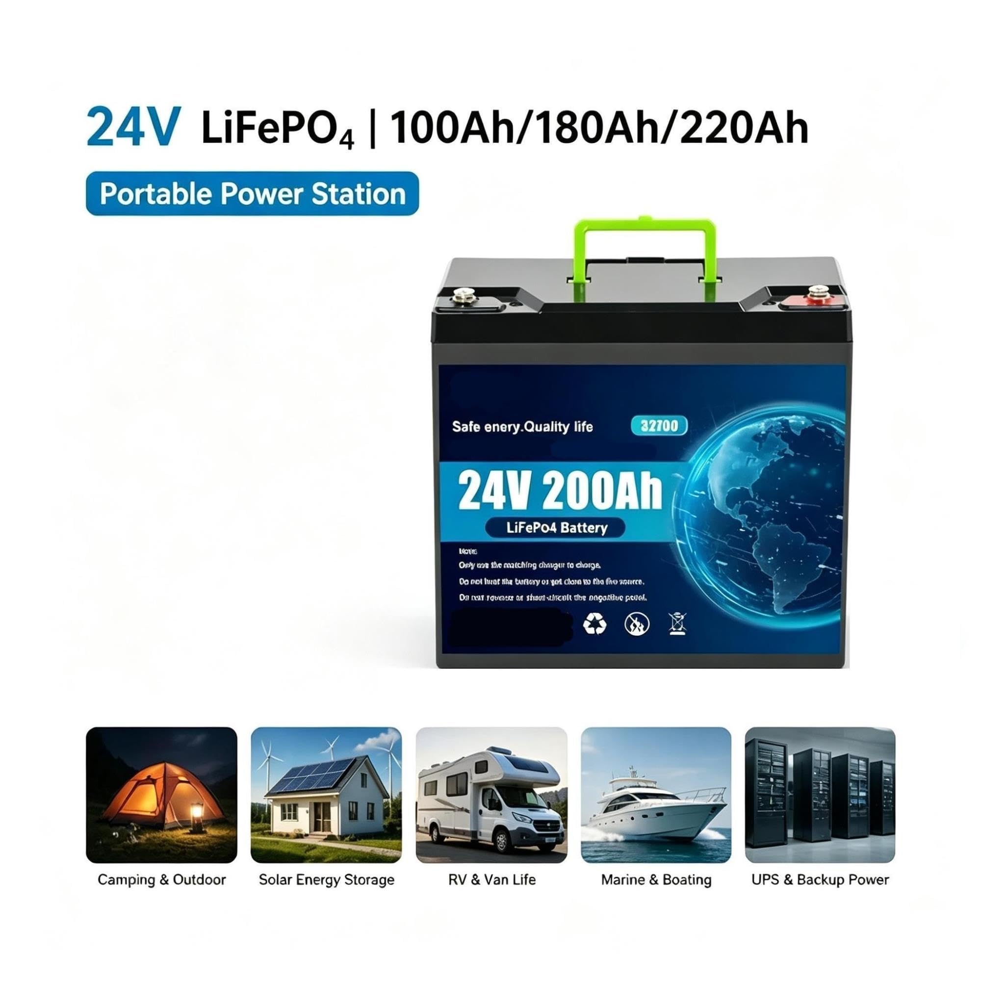 Alimentazione Portatile Con Batteria LiFePO4 Da 24 V 100 Ah 120 Ah 150 Ah