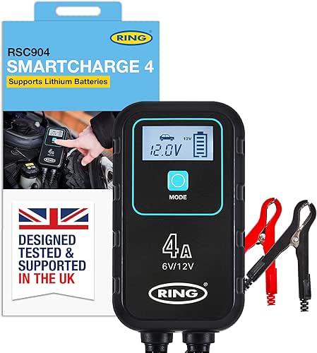 RING SMARTCHARGE 4A Car Charger & Maintainer With Crocodile Clips