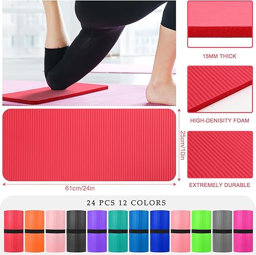 Miniatura 2 de 24 almohadillas de yoga para yoga, rodilleras de ejercicio de 24 x 10 pulgadas, antideslizante, accesorio para esterilla de yoga, elimina el dolor