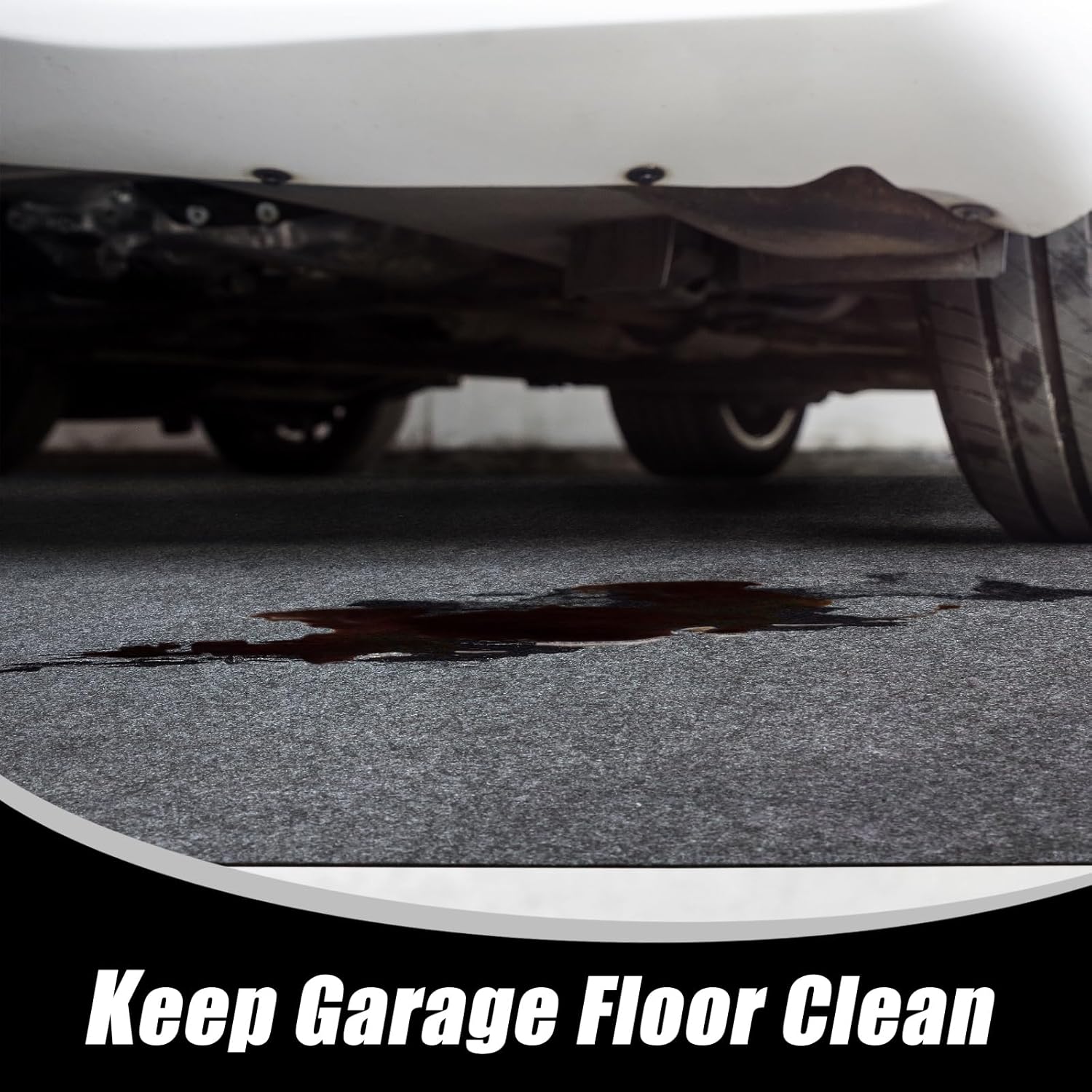 Garage Floor Mat - 7’5” x 8’6”, Oil Spill Absorbent Mat for Under Car, Durable & Easy Clean Garage Flooring Mats for Garage, Workshop, Parking Space, Dark Grey