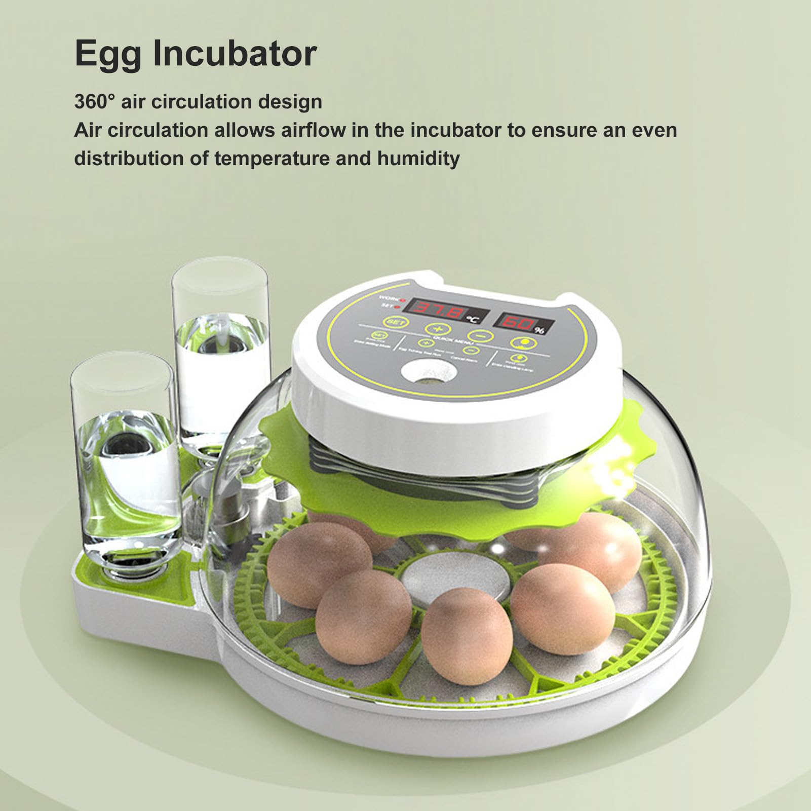 Incubatrice automatica per uova, temperatura e umidità stabili, Candele per uova integrate, Sistema di approvvigionamento idrico esterno, Turner automatico trasparente per uova di pollo, anatra, oca