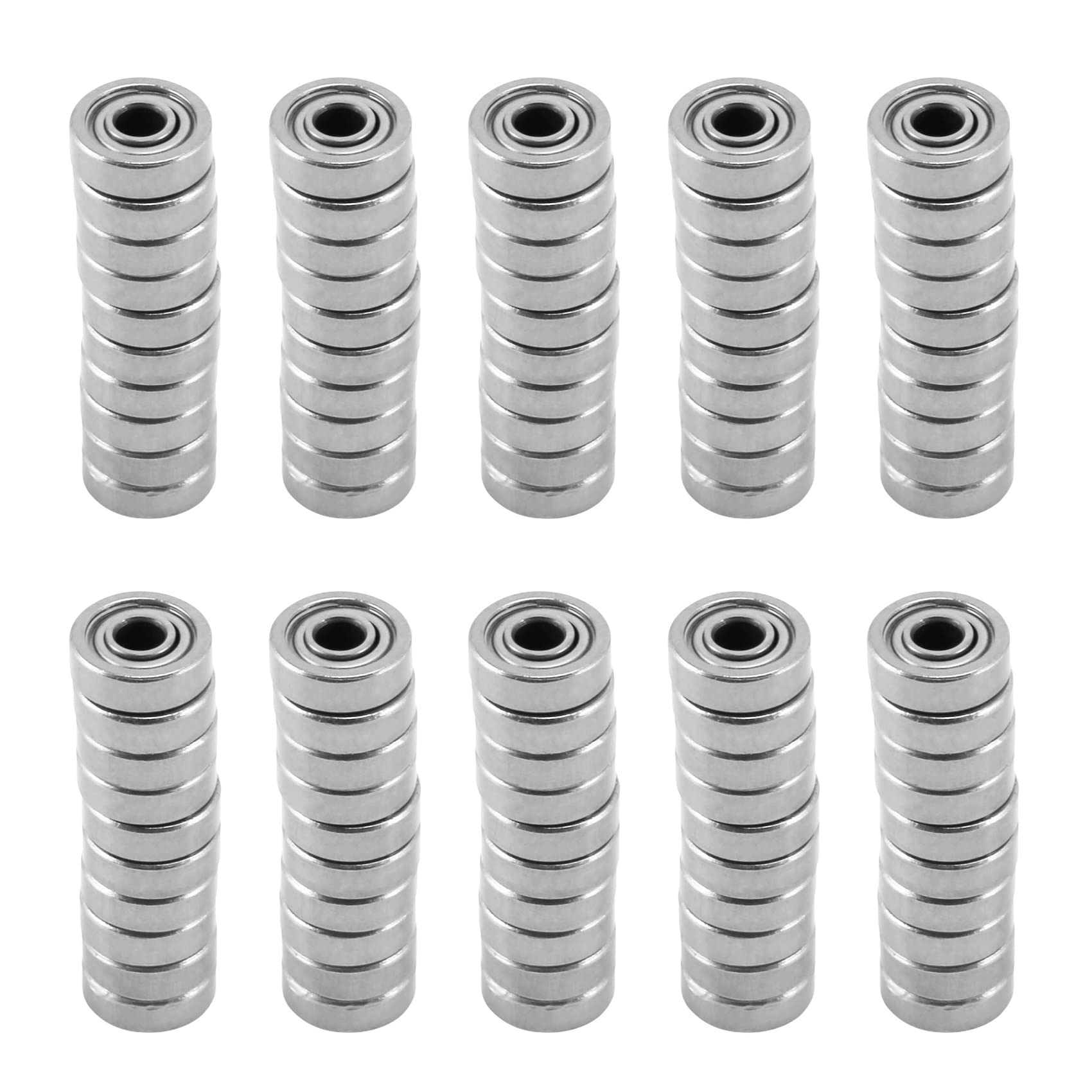 Jnchdghwa Silver 100Pcs Miniature Sealed Metal Shielded Metric Radial Ball Bearing Model: 604 Zz 4X12x4mm