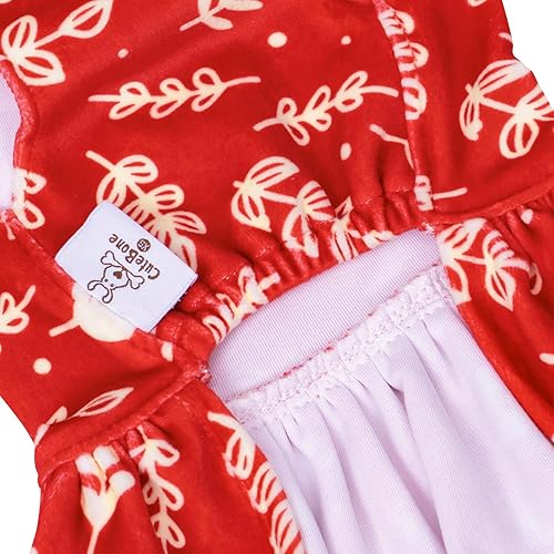 Miniatura 9 de CuteBone Vestido de terciopelo para perro de cuello alto, falda de cachorro, ropa para mascotas, ropa para gatos con lazo para el pelo para perros