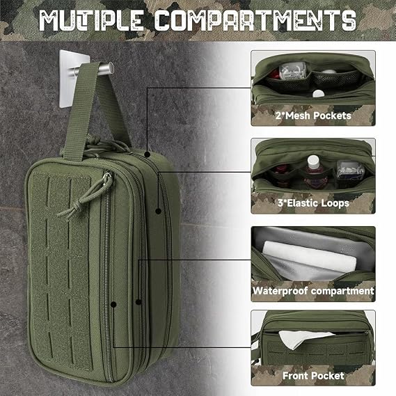 Molle tactical bag management practical laser cutting EDC tool kit horizontal modular Bag-Waterproof storage-US Flag Patch (Black)