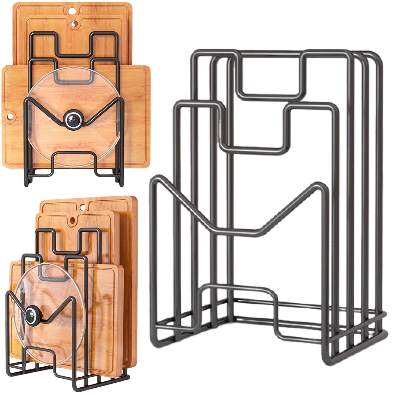 1Stück Schneidebrett-Rack, Schneidebrett Rack Schneidebrett, Topfpfannendeckel Halter Schwarz,Topfpfannendeckel-Halter für Küchenschränke, Schneidebrett Ständer,Schneidebrett-Organiser Ständer