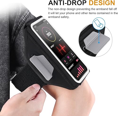 Miniatura 4 de Brazalete para correr con bolsa para auriculares, brazalete para teléfono celular para iPhone 16 15 Pro 14 Plus 13 11 XR XS, Galaxy S24S10