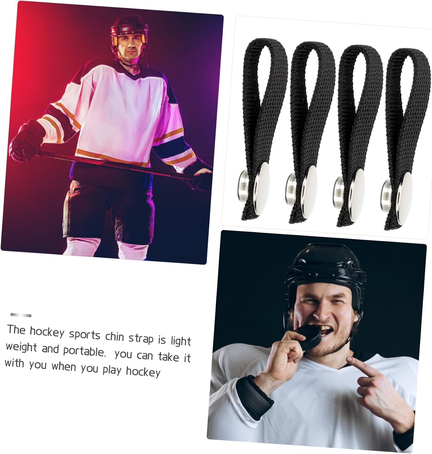 Gatuida 12 Pcs Hockey Helmet Restraint Exercise Accessories Hockey Gear Detachable Hockey Chin Strap Ice Hockey Chin Strap Hockey Helmet Detachable Strap Hard Polyester Component, 5x1.5cm, Black