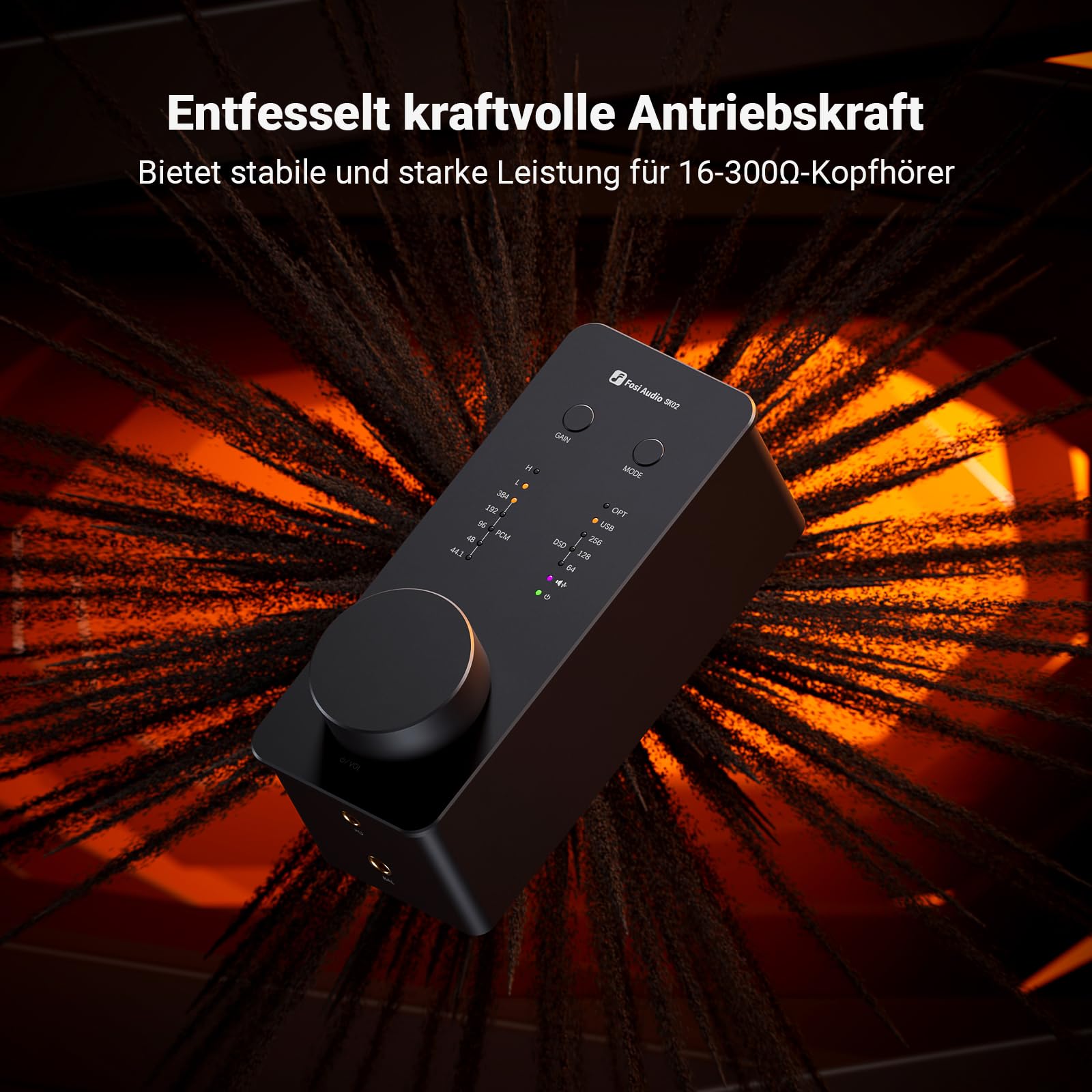 Fosi Audio SK02 DAC Amp Kopfhörerverstärker Desktop USB C auf AUX Digital zu Analog Audio Konverter Adapter Vorverstärker Optisch zu 3,5mm 4,4mm symmetrischer Combo