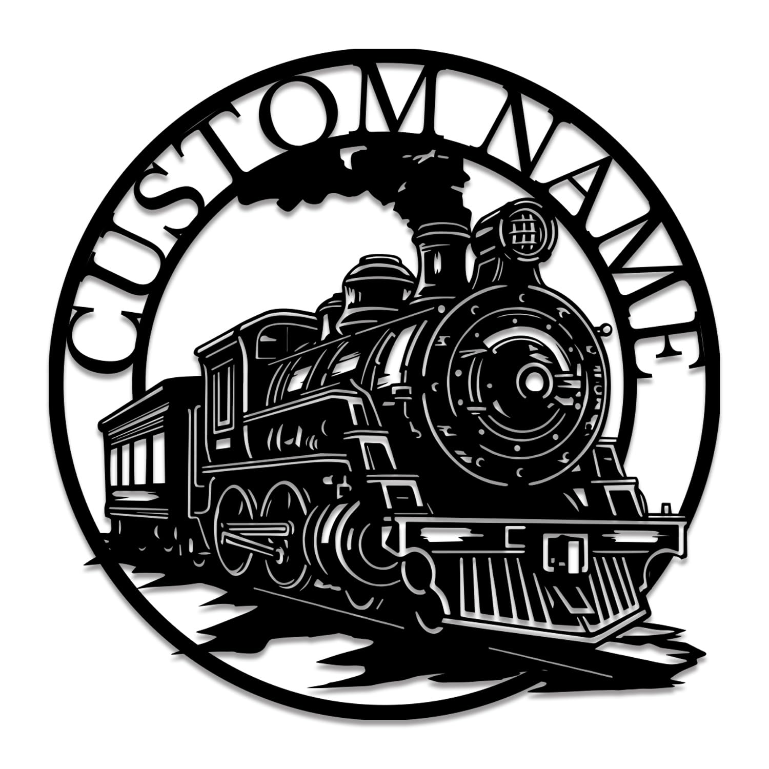 Personalized Railroad Metal Wall Art – Custom Train Engine & Station Sign – Industrial Decor for Man Caves, Offices & Train Lover Gifts (Style-1)