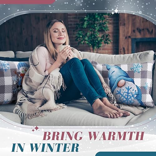 Miniatura 5 de Tatuo Juego de 16 fundas de almohada navideñas de 12 x 20 pulgadas, fundas de almohada de invierno para el día de San Valentín, fundas de almohada