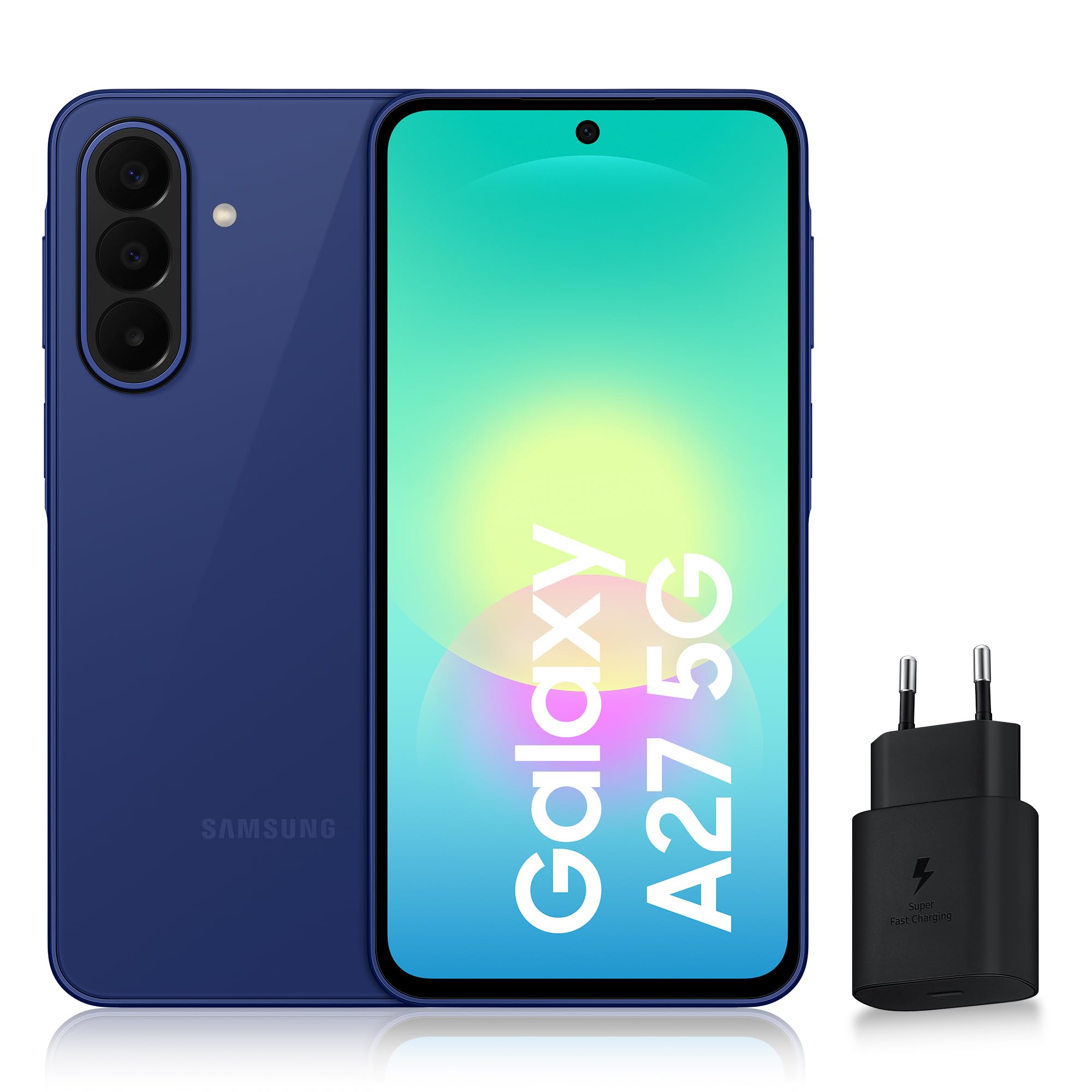 Samsung Galaxy A27 5G, Smartphone Android, 128 Go, Bleu, Version FR | Entourer pour Chercher, Effaceur d'Objet, Transcription Vocale, 3 Objectifs Photo, IP64, Batterie 5000 mAh, 6 générations OS