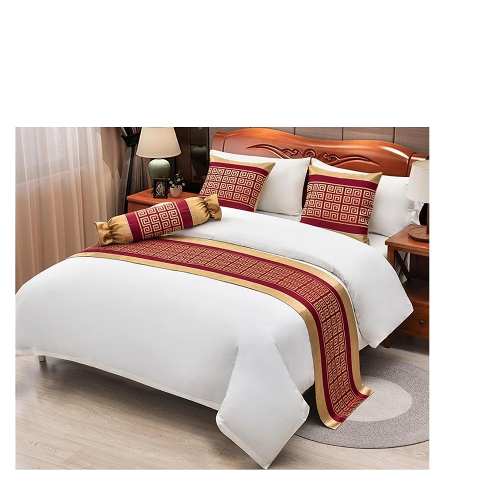 SHENJMAI Bed Runner Luxury Geometric Lattice Bedspreads Bed Runner Throw Bedding Single Queen King Cover Towel Home Hotel Decorations(H,50x160cm bed runner)