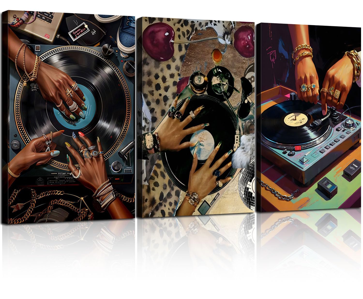 Amazon.com: 3Pcs Framed Hip-Hop Dj Wall Art Disc Players Canvas