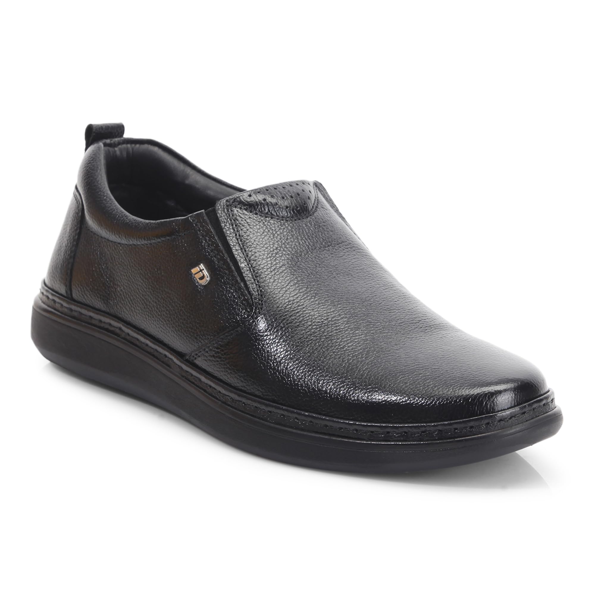 id Men's Leather Black Slip-On Semi-Formal Shoes-picture-15