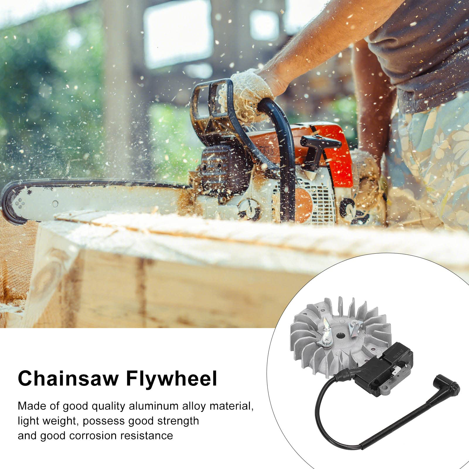 Fyearfly Chainsaw Ignition Flywheel, Ignition Wire+Flywheel+Connecting Line OEM:537051605 Original Replacement - Image 4