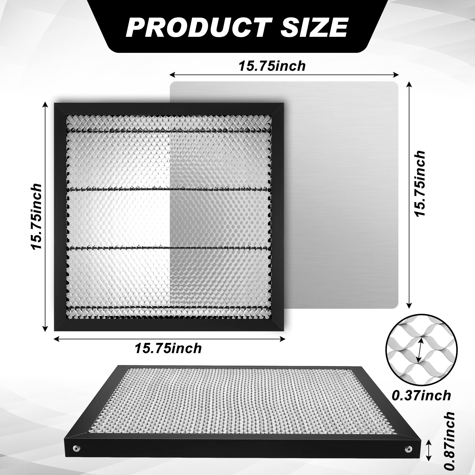 6 Pcs Honeycomb Laser Bed 15.7'' x 15.7'' Honeycomb Working Table Honeycomb Working Panel with Aluminum Plate Angle Guard for Engraver Cutter Machine Table Protecting Accessories
