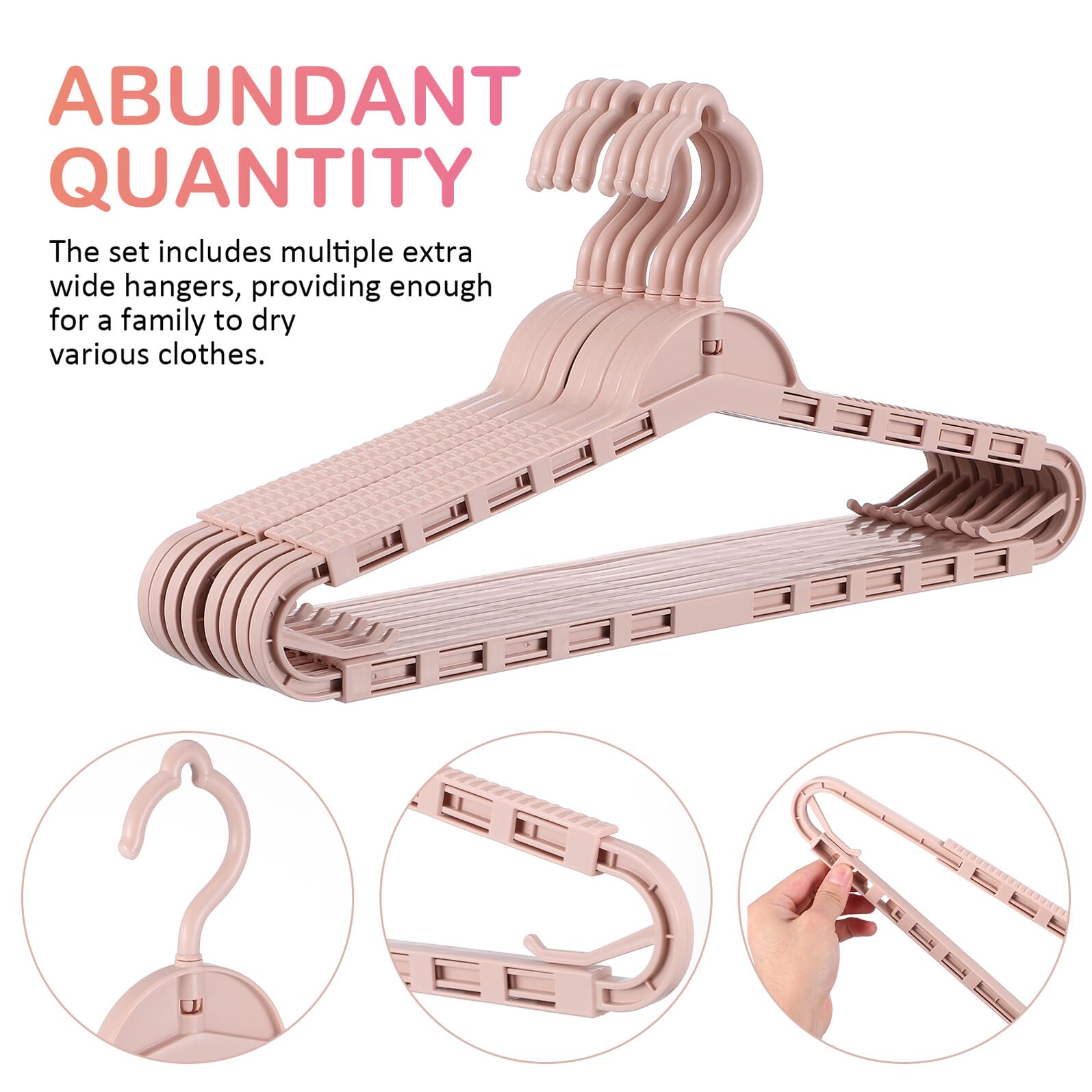 SEWACC 8 Perchas Extensibles y Plegables de PP Color Rosa, Diseño Ajustable y Multifuncional para Ropa Exterior, Ideales para Armarios Organizados y Ahorro de Espacio