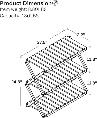 Miniatura 6 de Dolonm Acacia - Soporte de madera para plantas de 3 niveles, estante plegable multiusos para zapatos, soporte de flores de madera plegable, para