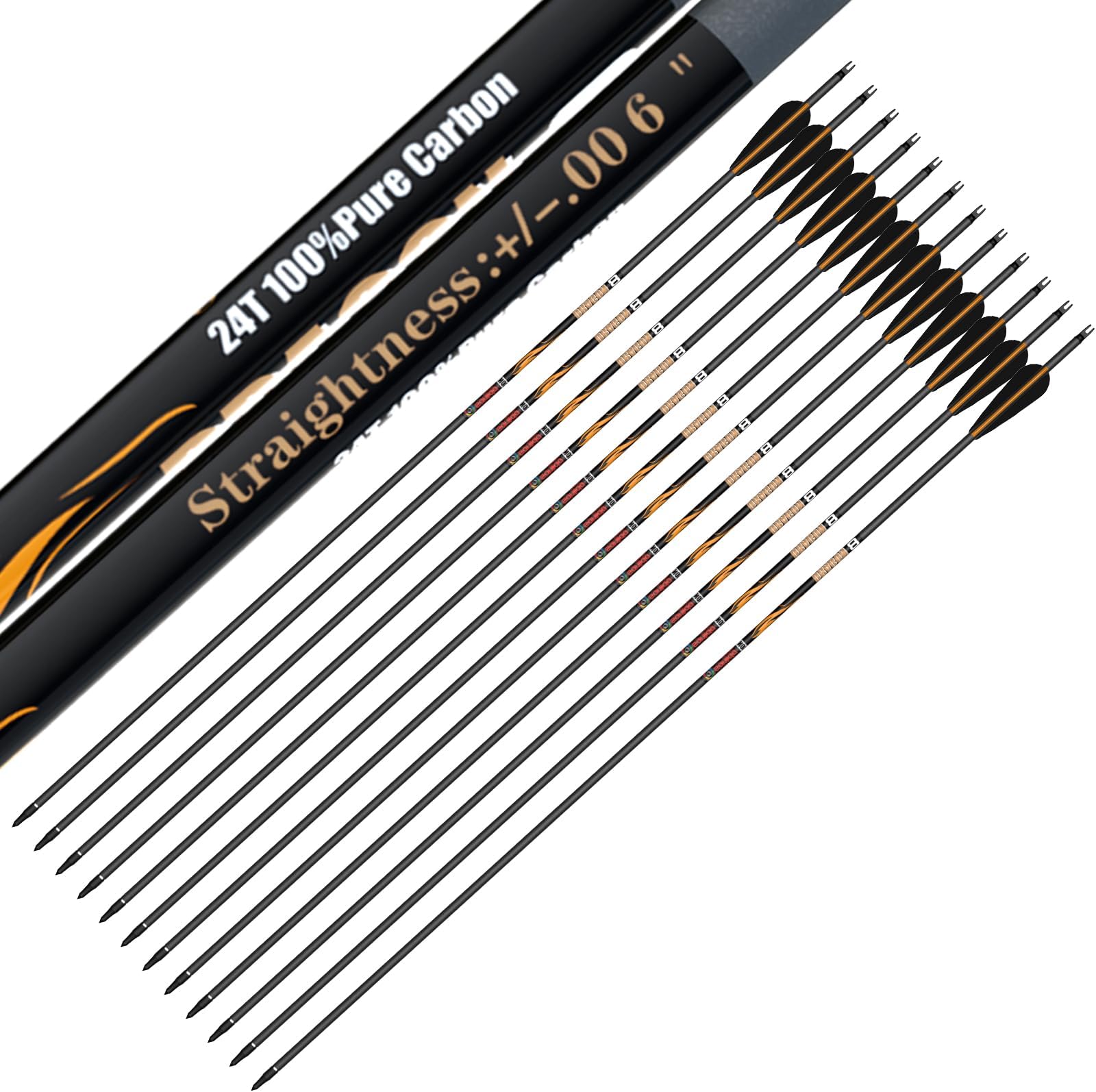 sanlida 100% Pure Carbon Arrows, 0.001"/0.003"/0.006", Buy 12 Get 12 Free/Buy 6 Get 6 Free！10 Spines Deflection for Compound Bow & Recurve Bows (12PCS / 24PCS)
