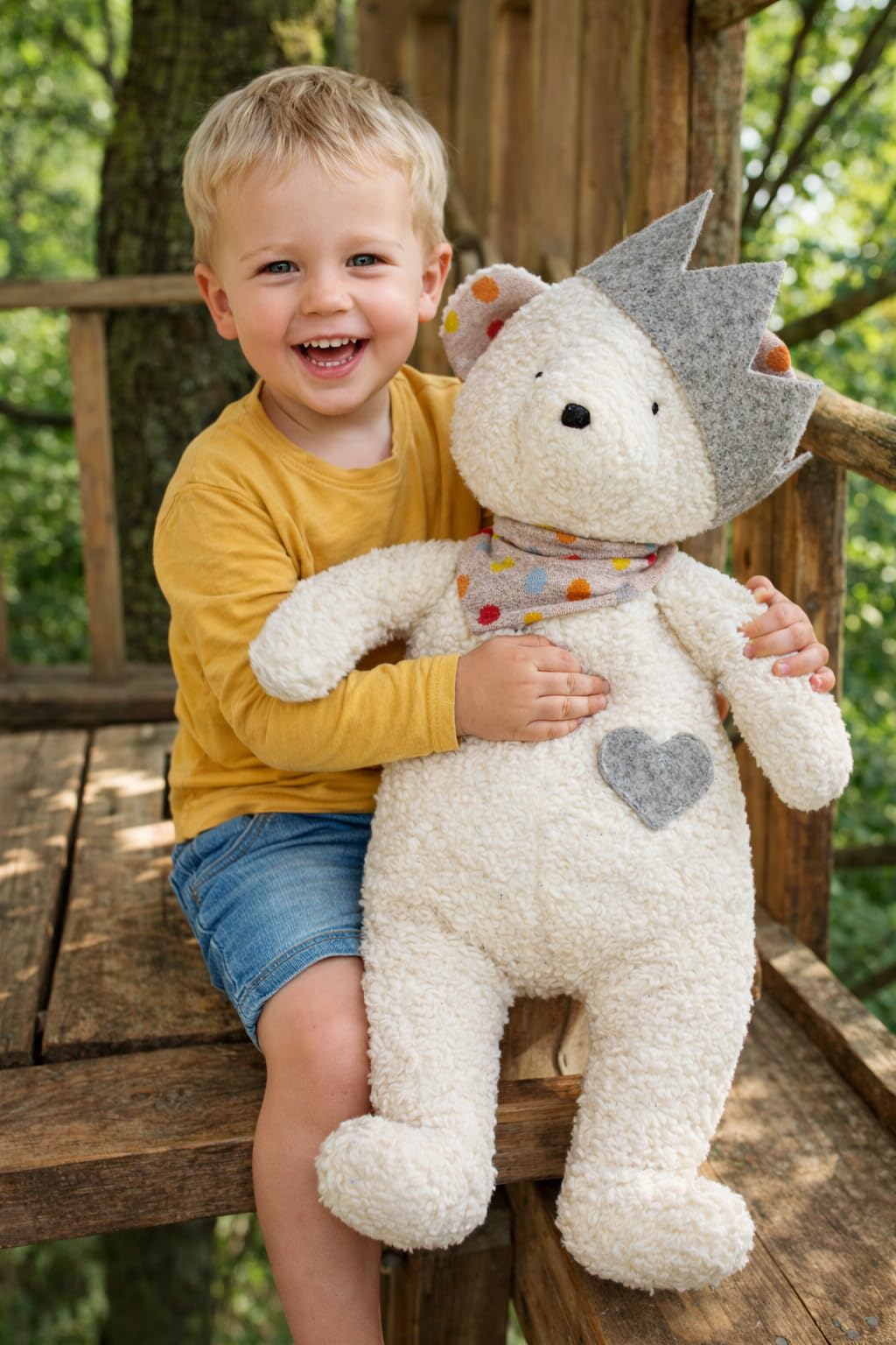 Efie Oso de peluche con corona, fabricado en Alemania.