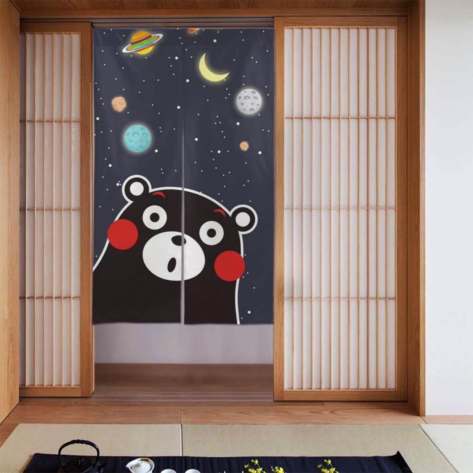 Amazon｜くまモン のれん 洗える 暖簾 和風 目隠し 遮光 ロング