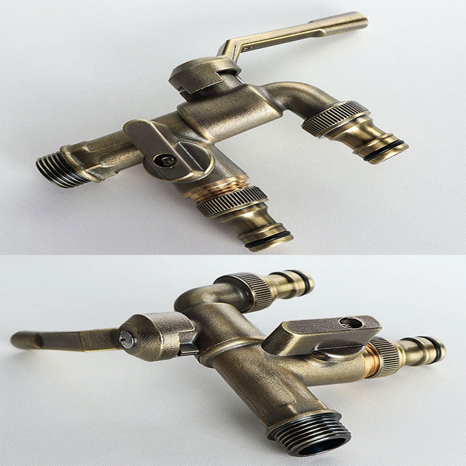 Grifo Jardin Doble Salida Retro Grifo Jardin 1/2 Doble Salida Grifo Doble Jardin Laton Grifo de Jardin Doble Cuello Largo Grifo Agua Fria Exterior