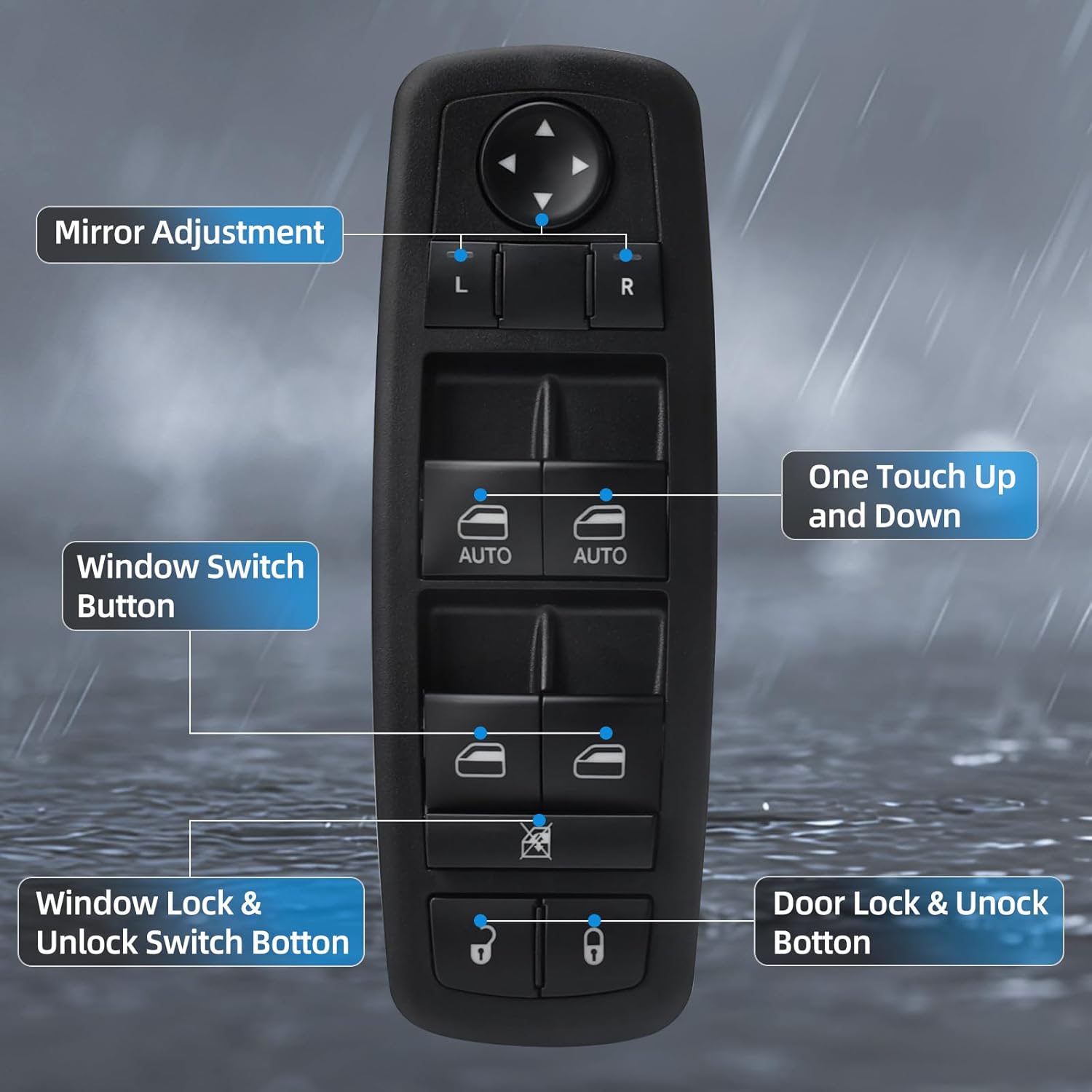 Master Window Switch | Front Left Driver Side Power | 11 Pins | Compatible with 2011–2013 Dodge Durango, 2011-2013 Jeep Grand Cherokee | Replace OE 68086693AC | Window Buttons