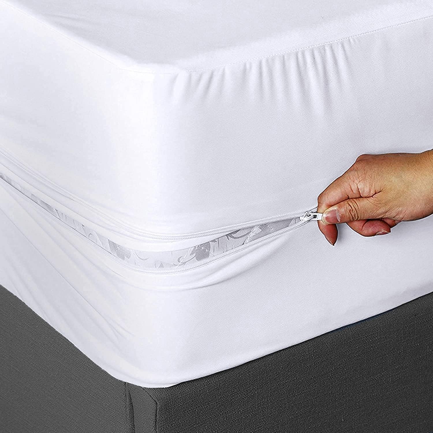 Coprimaterasso anti cimici, 100% impermeabile e traspirante, con cerniera su 3 lati, a prova di cimici e acari della polvere, rivestimento totale, adatto per letto singolo, matrimoniale, king e super