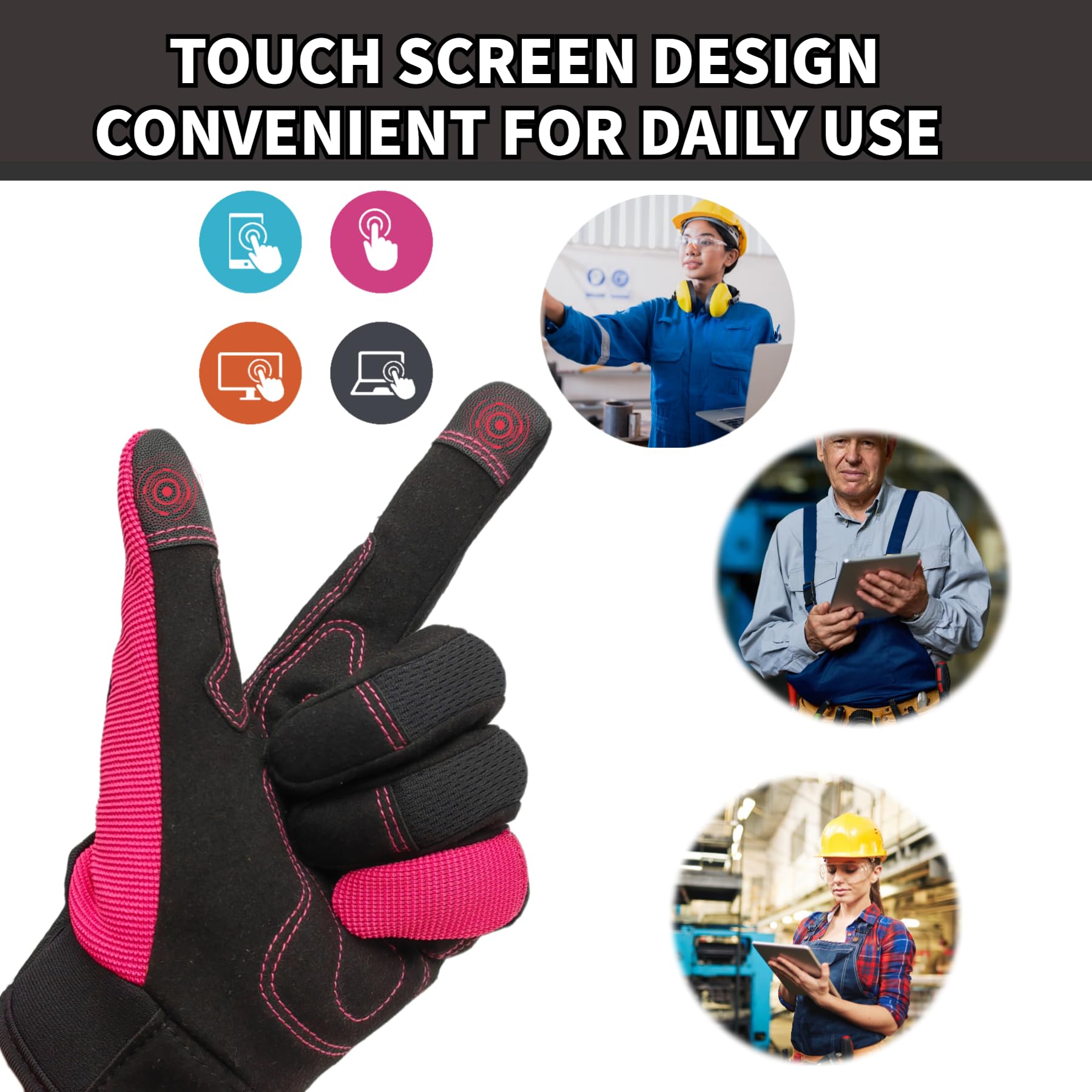 Gartenhandschuhe für Gartenarbeit, Kunstleder-Gartenhandschuhe, Arbeitshandschuhe mit Touchscreen, leicht