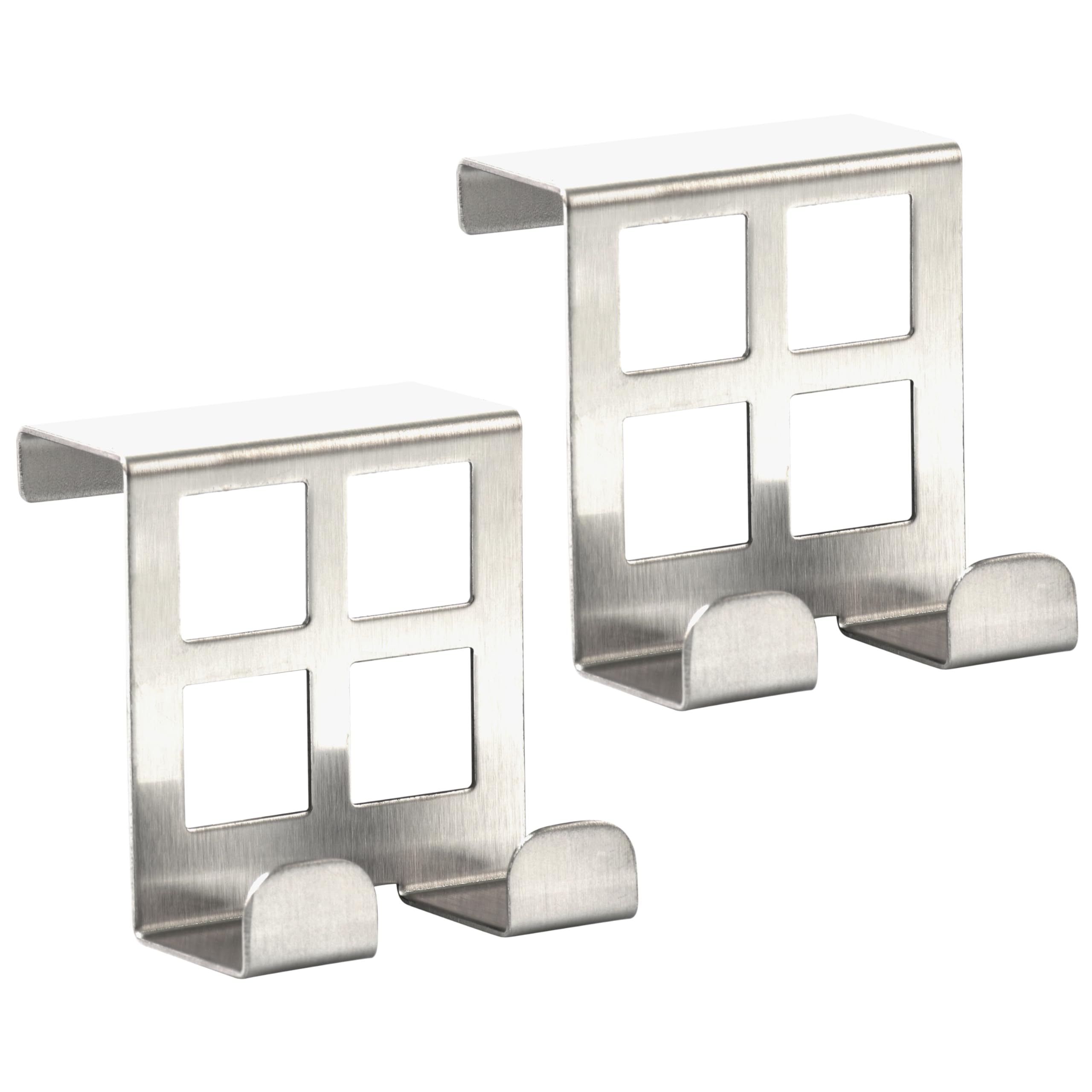 RICOO Door Hooks - Stainless Steel Over Door Hanger, Modern Door Hooks for Hanging Towels Clothes, Bags - MH030Sx2, Set of 2