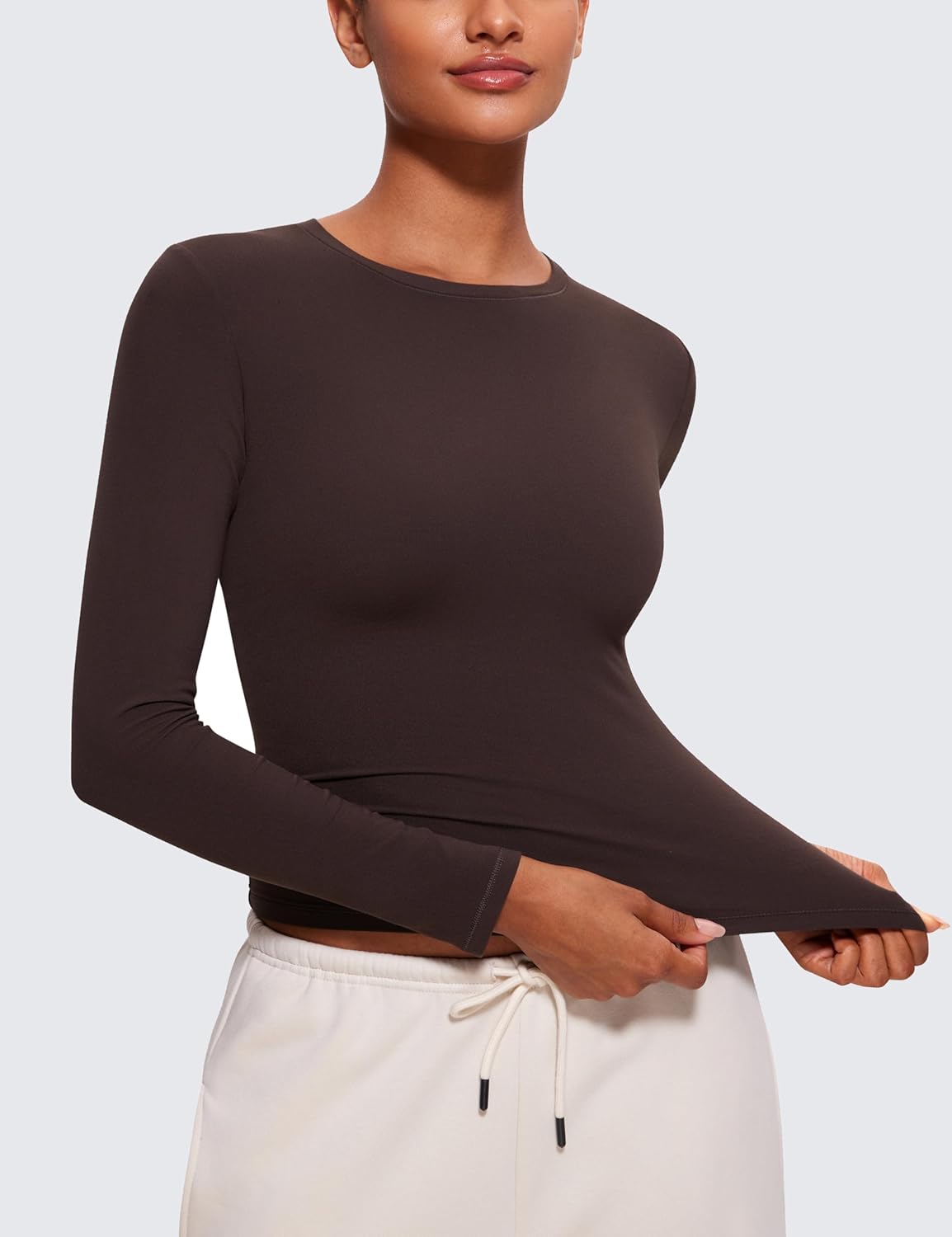 CRZ YOGA Softembrace Crewneck Long Sleeve Shirts for Women - Casual Going Out Tops Soft Basic Fitted Tight Fall T-Shirts - Image 5