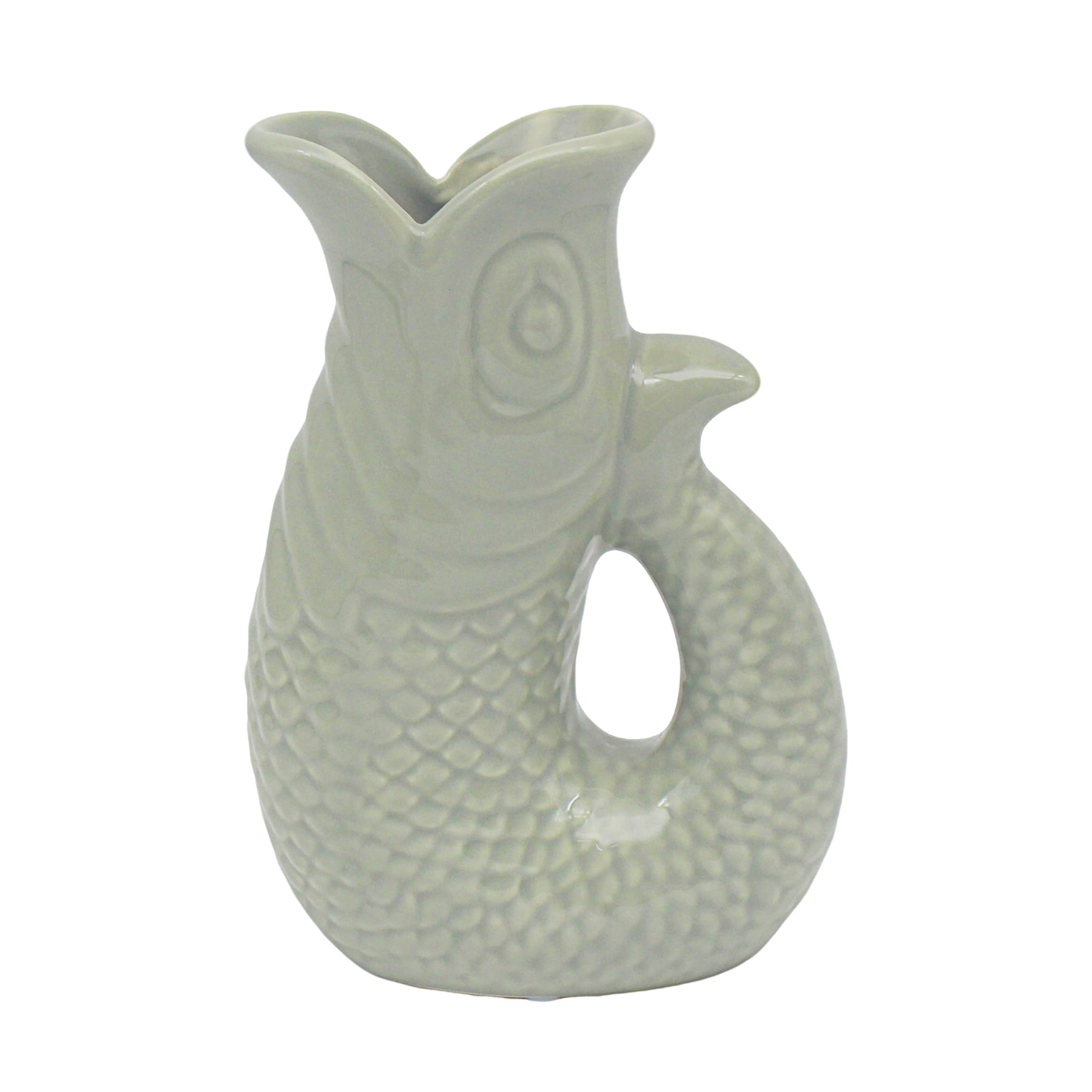 Lesser & Pavey Fish Jug Vase Green 20cm | Stylish Ceramic Flower Jug for Fresh or Artificial Bouquets | Unique Decorative Vase & Gift for Fans of Elegant Flower Vases and Home Décor — image 1