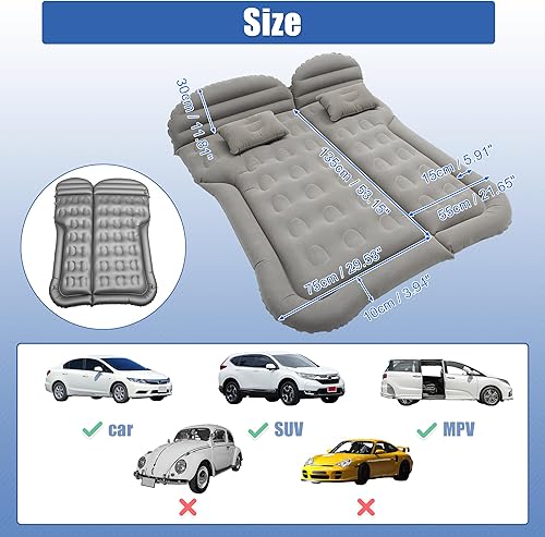 Miniatura 4 de X AUTOHAUX Colchón inflable de aire para coche, SUV, cojín de cama de campamento, almohada engrosada, colchón de PVC con bomba de aire eléctrica,
