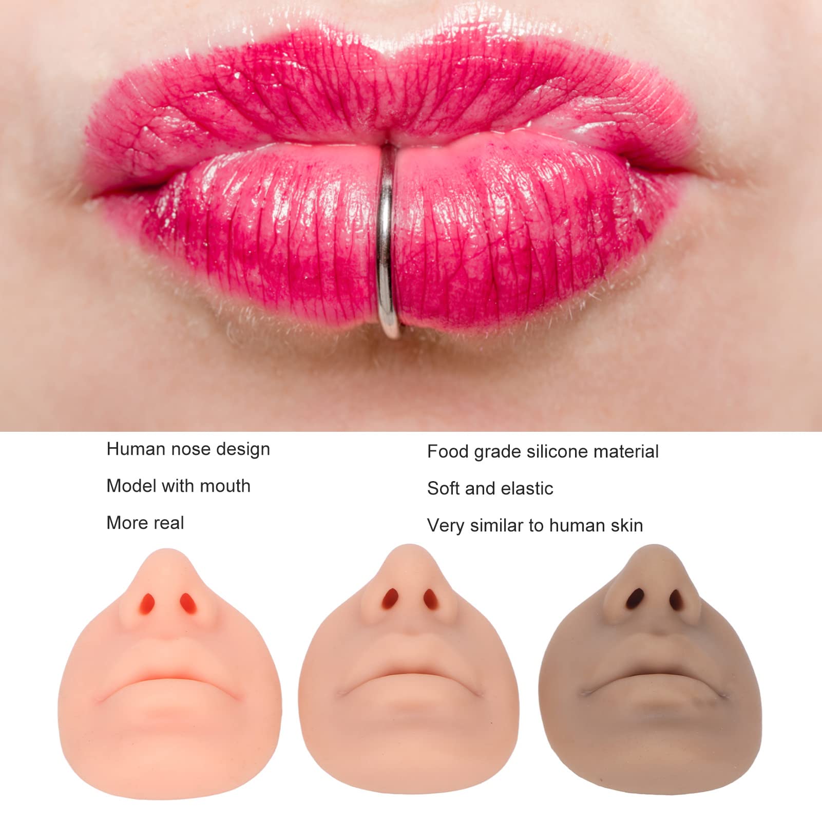 Piercing Orecchio Modello Corpo In Silicone Per Pratica Piercing - Set