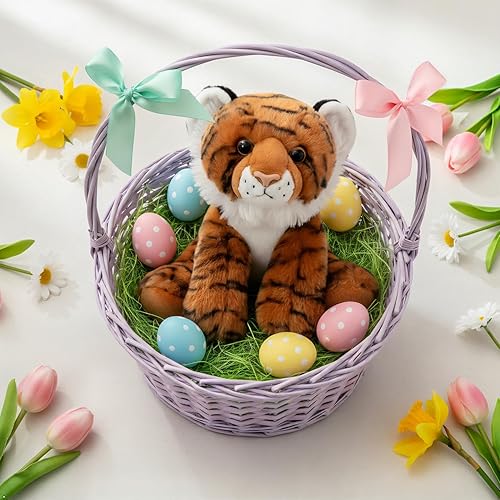 Miniatura 6 de The Petting Zoo Peluche de tigre, regalos para niños, animales salvajes del zoológico Onez, juguete de peluche de tigre de 9 pulgadas