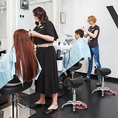 Miniatura 2 de Taburete de silla de montar con ruedas, capacidad de peso de 300 libras, taburete rodante resistente para sala de masaje médico, cocina, spa, dibujo