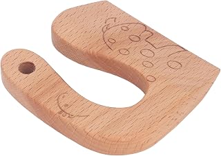 Wooden Knife for Children, Safe Chopper to Cut Kitchen Toy for Children 2-8 Years Old Beech Wood (Giraffe)