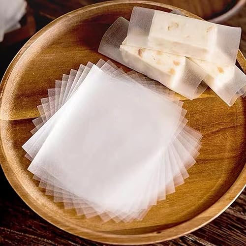 Miniatura 2 de 500 hojas de papel de arroz glutinoso comestible transparente recubierto de caramelo papel de envoltura de turrón chocolate azúcar