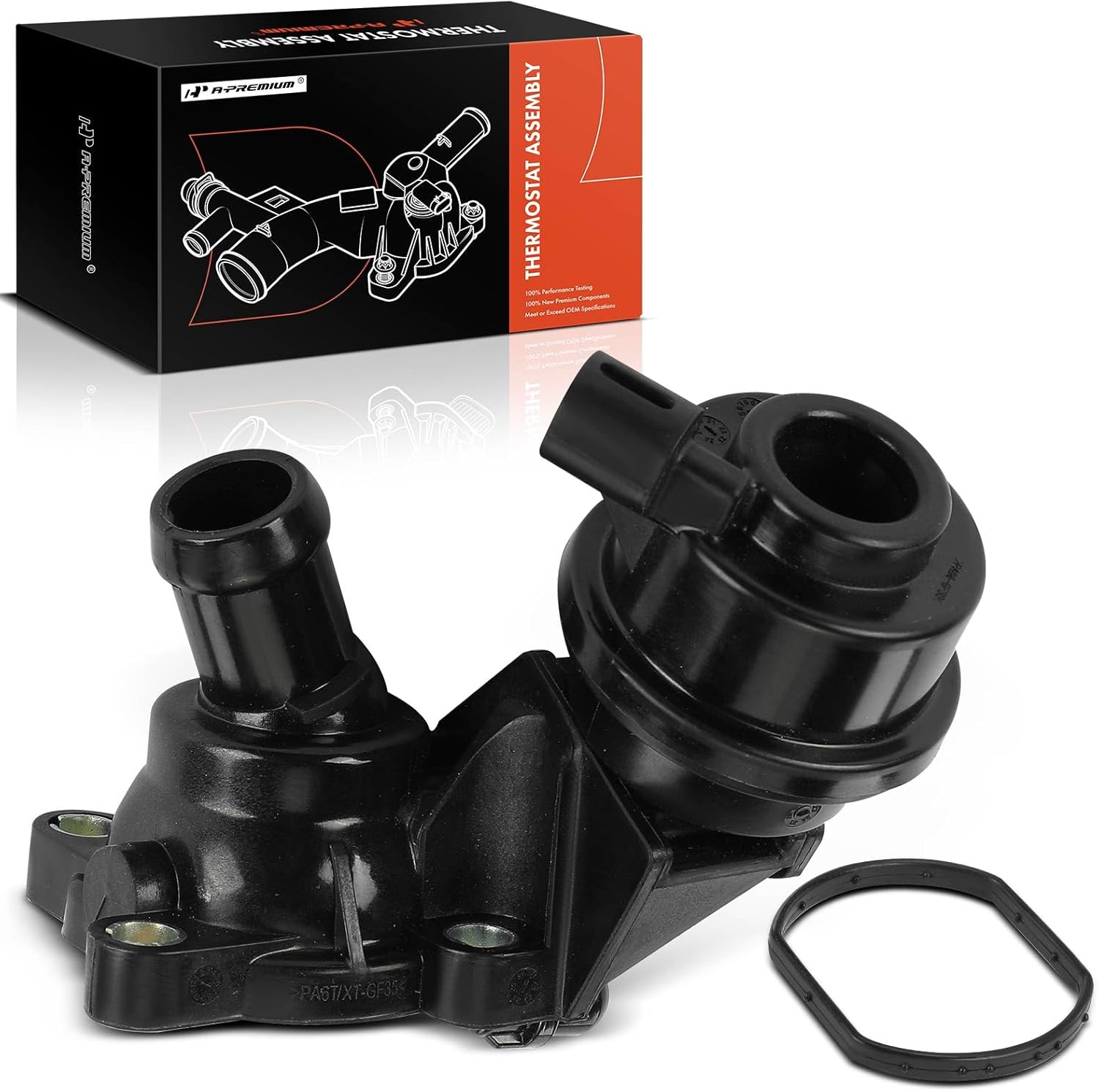 A-Premium Engine Coolant Thermostat Housing Assembly Compatible with Volkswagen Touareg 2012 2013 2014 2015 2016, Replaces for 059121737H, 059121737J