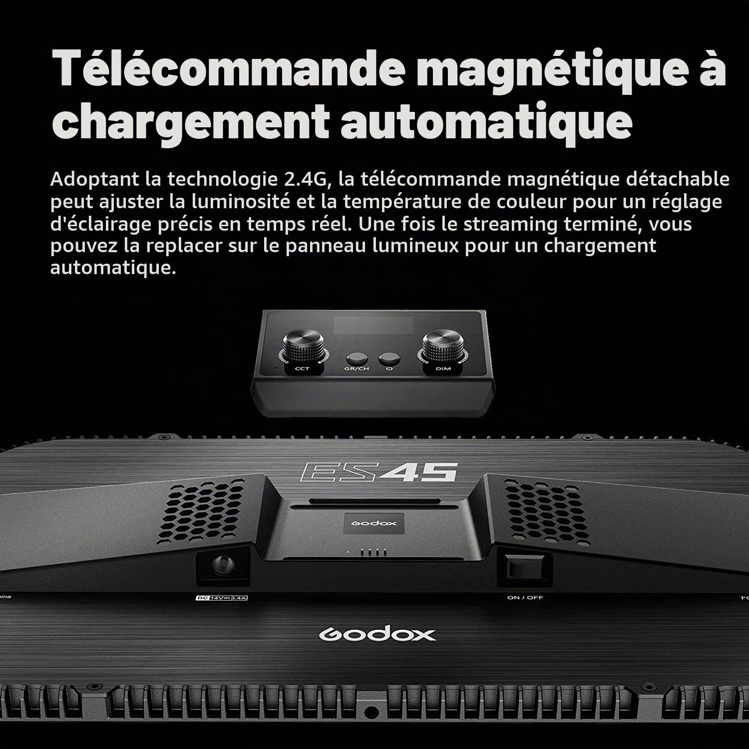 Godox ES45 Key Light, 2500 Lumens Lampe de Bureau Éclairage de Studio Lampe