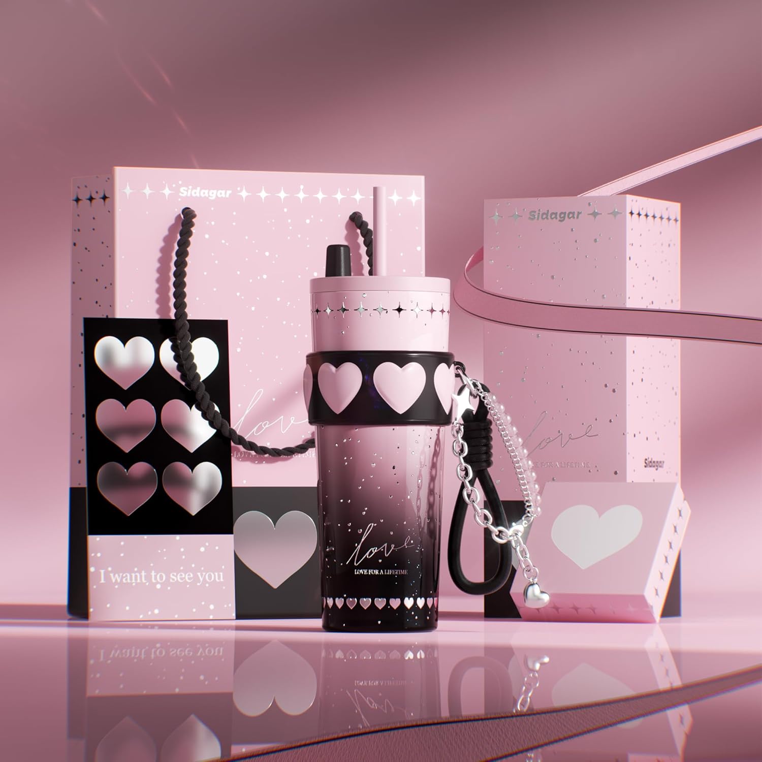 24 oz Stainless Steel Tumbler with Lid and Straw, Insulated Coffee Mug, Leak Proof, Portable Iced Travel Water Bottle, Reusable Thermal Coffee Cup Gift for Women, Pink - Image 8