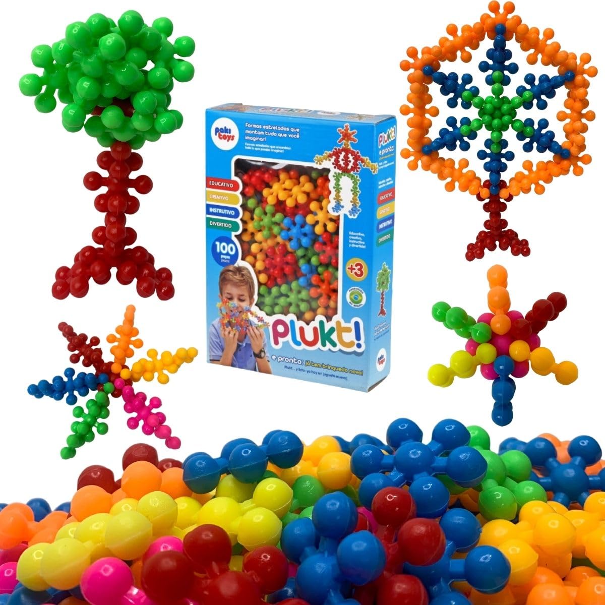 Brinquedo Montar Encaixar Estrela Plukt Criativo Educativo 100