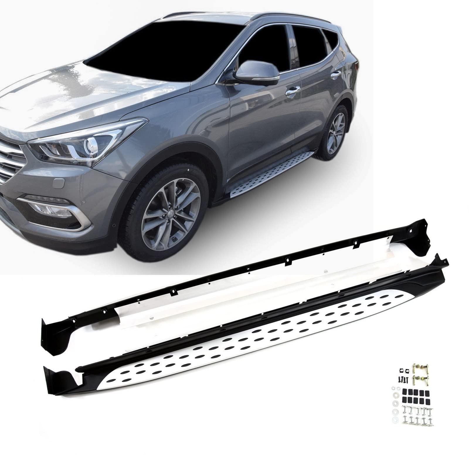 Pedane Laterali Sottoporta In Alluminio E ABS Per Range Rover Vogue L322 2002-2012, Kit Completo Con Accessori