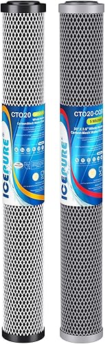 Miniatura 13 de ICEPURE Cartucho de filtro de agua KDF y carbón activado para toda la casa, 5 micrones, 20 x 2.5 pulgadas, repuesto de filtro de extracción de