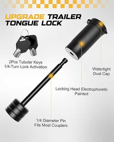 Miniatura 6 de Bloqueo de acoplador de lengüeta para remolque, diámetro de 14 pulgadas, 3-12 pulgadas para acoplador tipo pestillo, lancha de remolque, caravana,