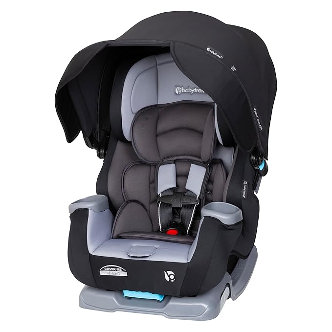 Baby Trend Cover Me 4-in-1 Convertible Car Seat with integrated canopy in Dark Moon