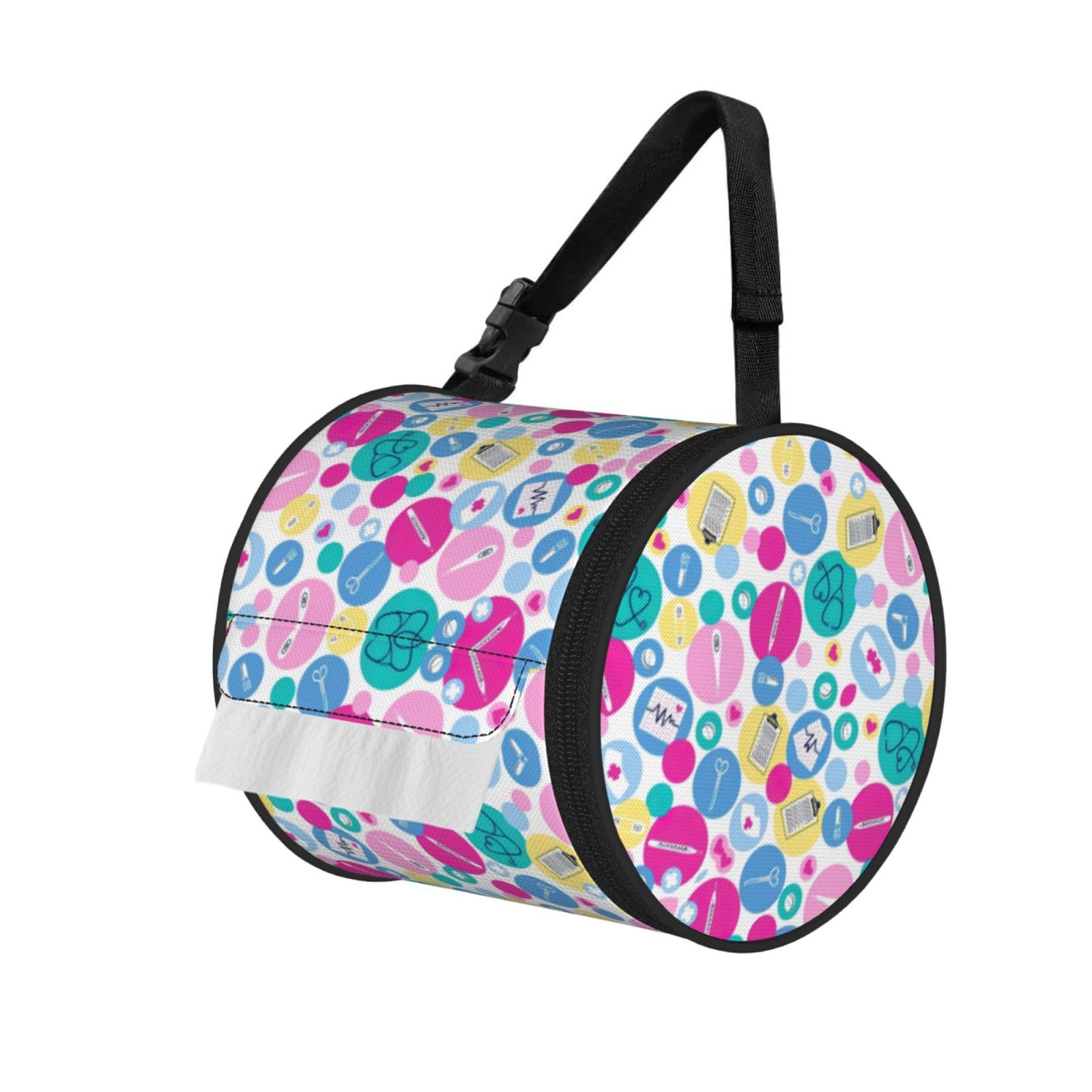 Cute Nurse Printed Toilet Paper Holder Bag, Adjustable Strap Roll Paper Organizer for Car Kitchen Outdoor