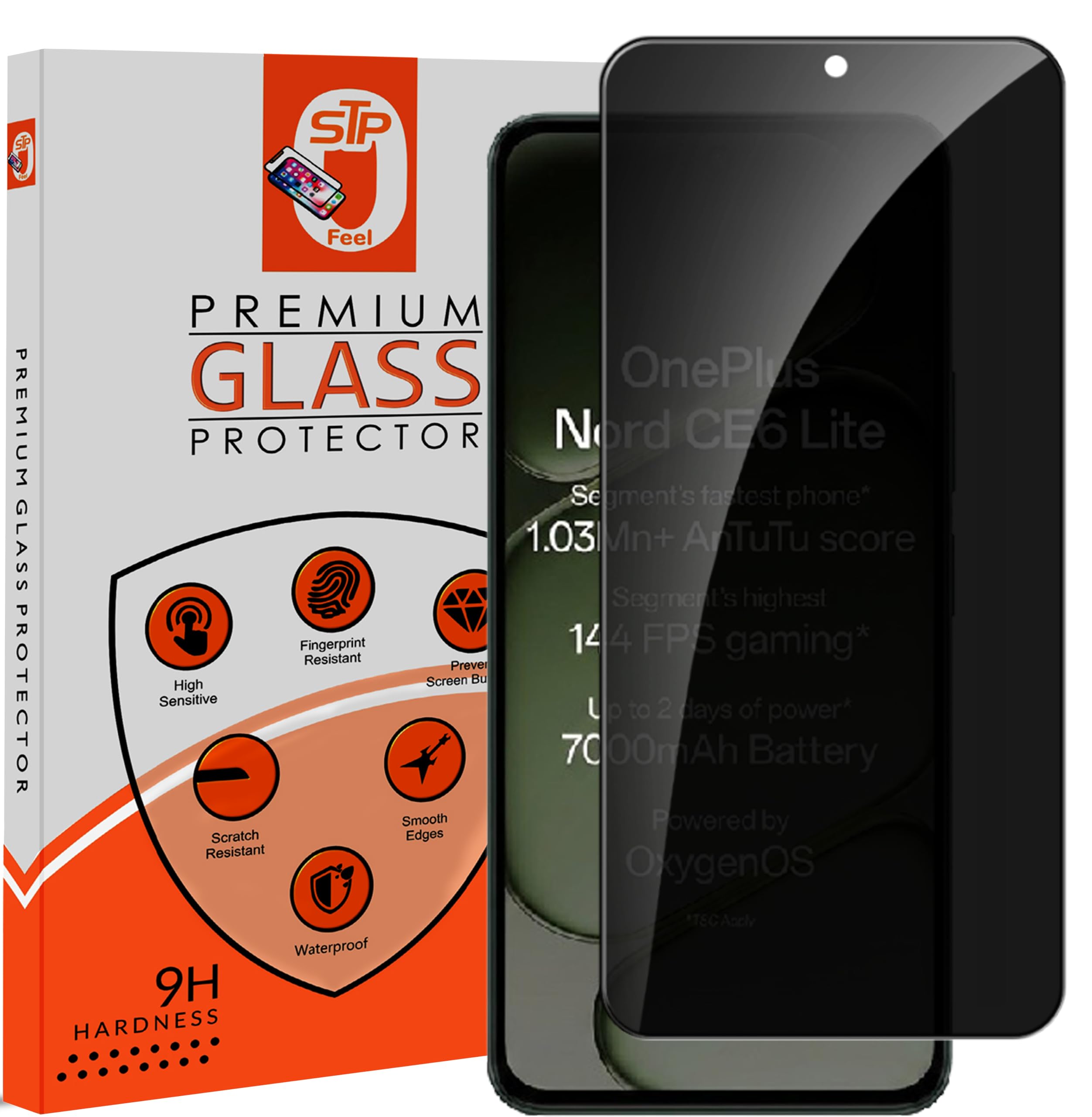 STP FEEL® Premium Grade Privacy Tempered Glass Screen Protector Guard Compatible For Oneplus Nord CE6 lite 5G (6.72 Inch, Pack of 1) Full Edge to Edge Coverage Anti-Spy/Anti-Peeping 9H Hardness-image-36